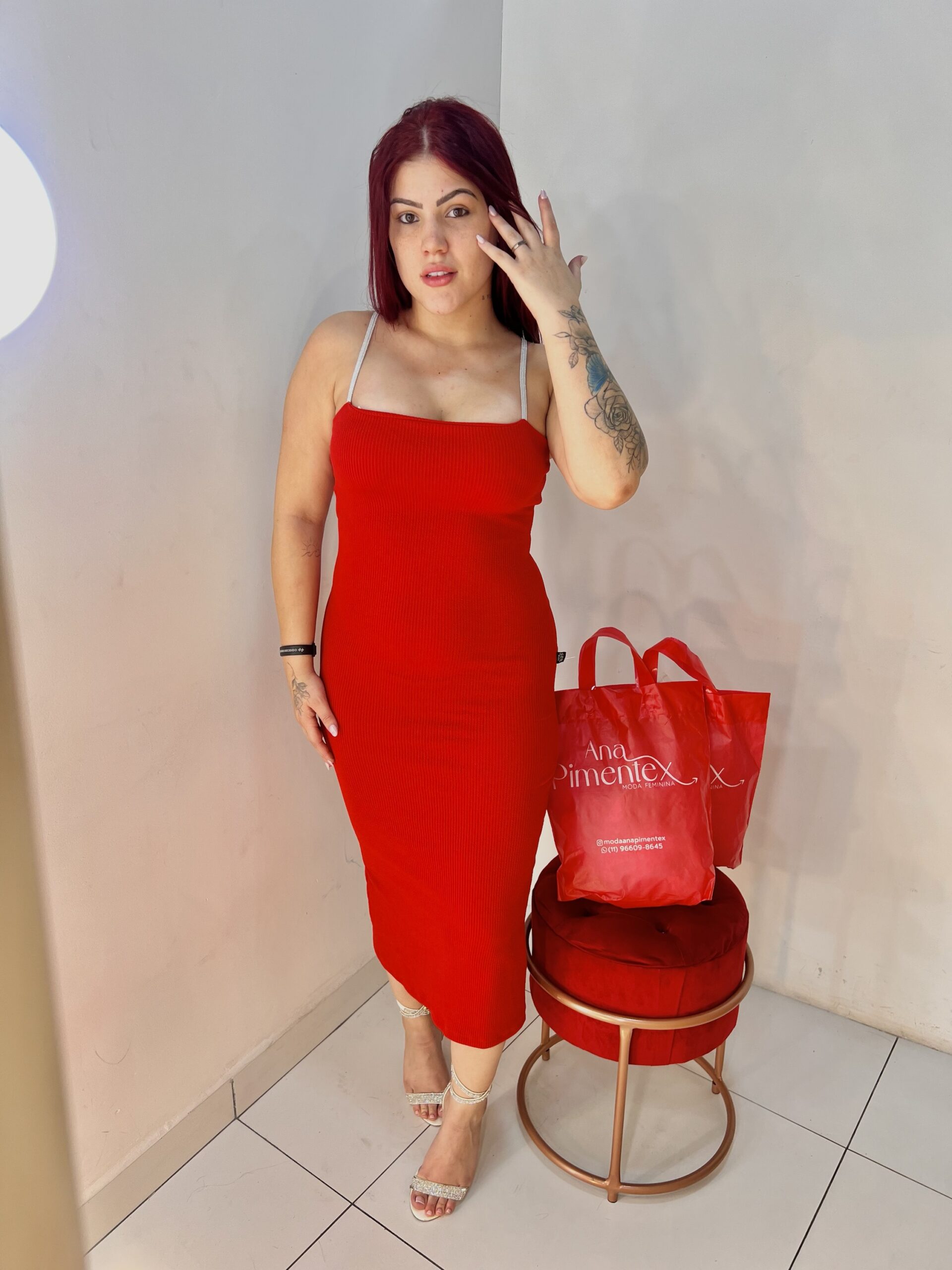 Vestido alça brilhante